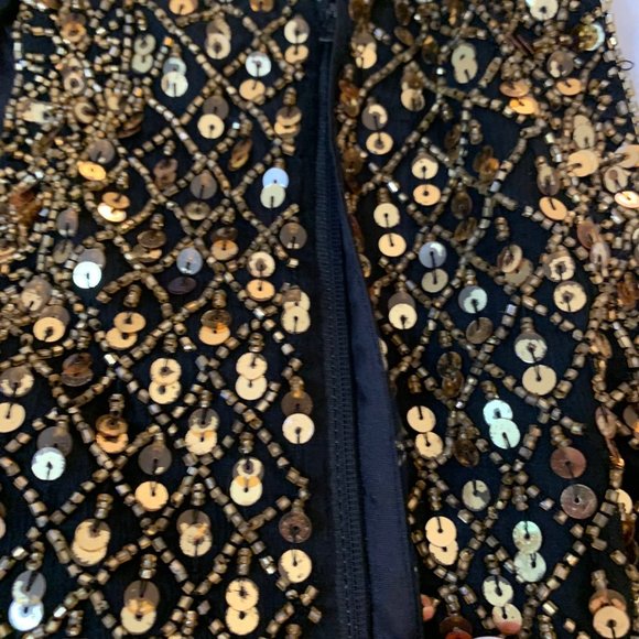 Vintage Mark & John by Gopal Black and Gold Sequin/Beaded Halter Top Size L - Picture 9 of 15